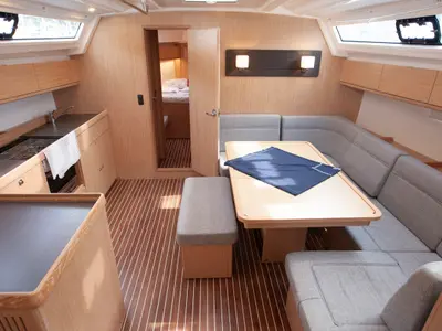 Salon of Trex, a Bavaria Cruiser 46 sailboat at Marmaris, Turkey