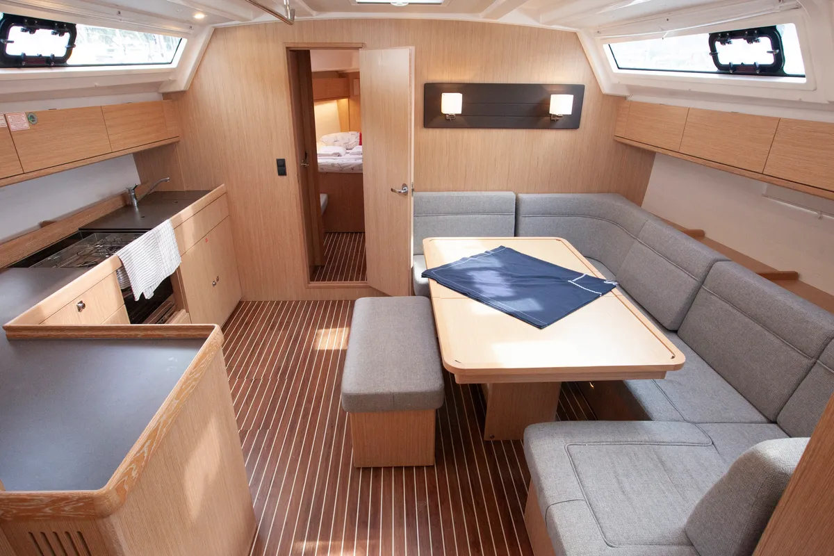 Salon of Trex, a Bavaria Cruiser 46 sailboat at Marmaris, Turkey