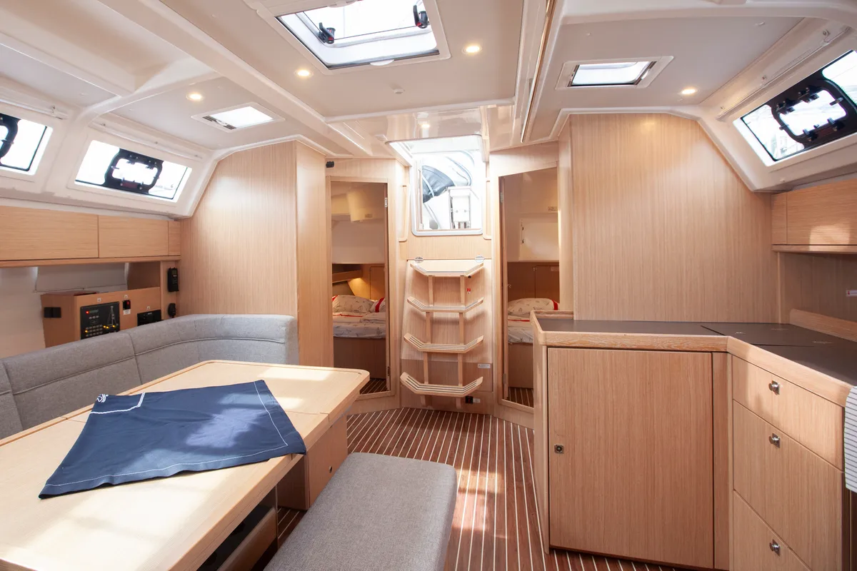 Salon of Trex, a Bavaria Cruiser 46 sailboat at Marmaris, Turkey