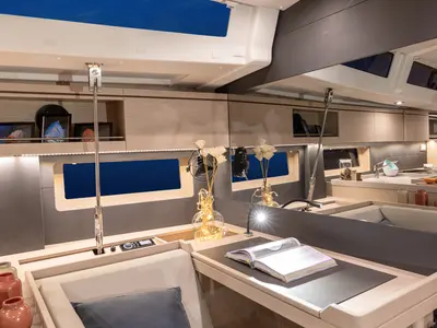 Salon of Sunsail 52.4 Premium, a Beneteau Oceanis 51.1 sailboat at Marina, Croatia