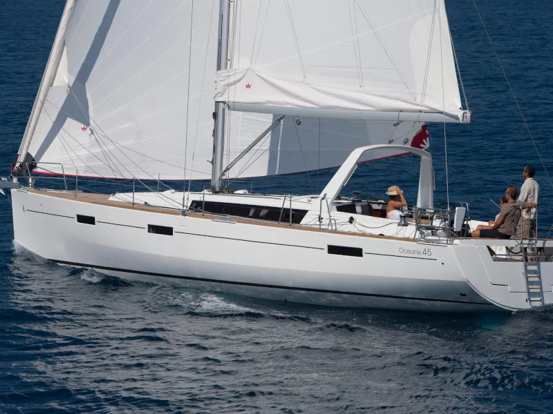 Exterior view of Allegria, a Beneteau Oceanis 45 sailboat at Municipal Unit of Lefkada, Greece