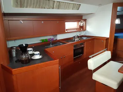 Galley of Allegria, a Beneteau Oceanis 45 sailboat at Municipal Unit of Lefkada, Greece