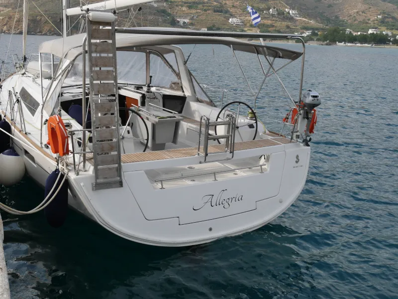 Exterior view of Allegria, a Beneteau Oceanis 45 sailboat at Municipal Unit of Lefkada, Greece
