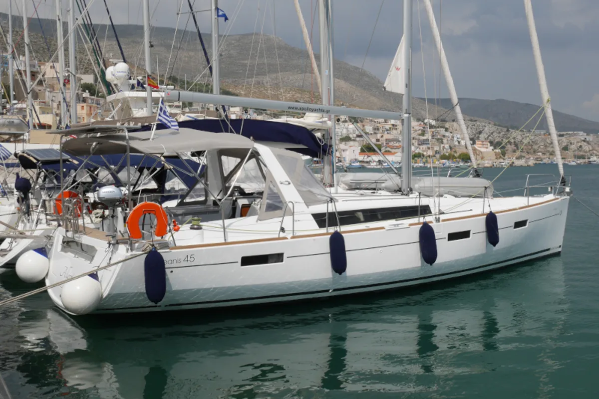 Exterior view of Allegria, a Beneteau Oceanis 45 sailboat at Municipal Unit of Lefkada, Greece
