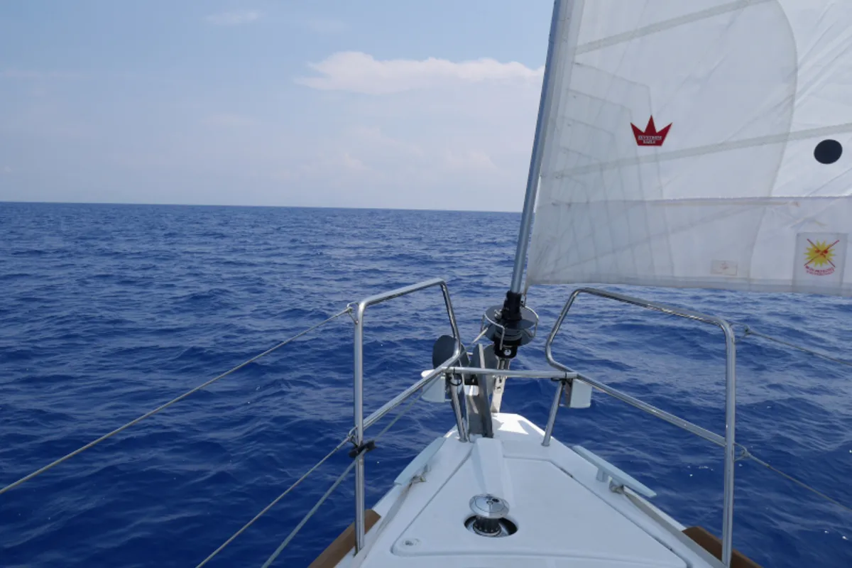 Deck of Allegria, a Beneteau Oceanis 45 sailboat at Municipal Unit of Lefkada, Greece