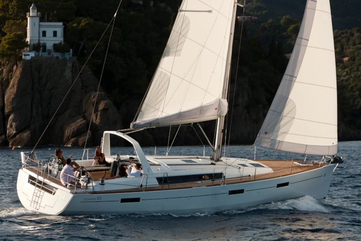Exterior view of Allegria, a Beneteau Oceanis 45 sailboat at Municipal Unit of Lefkada, Greece