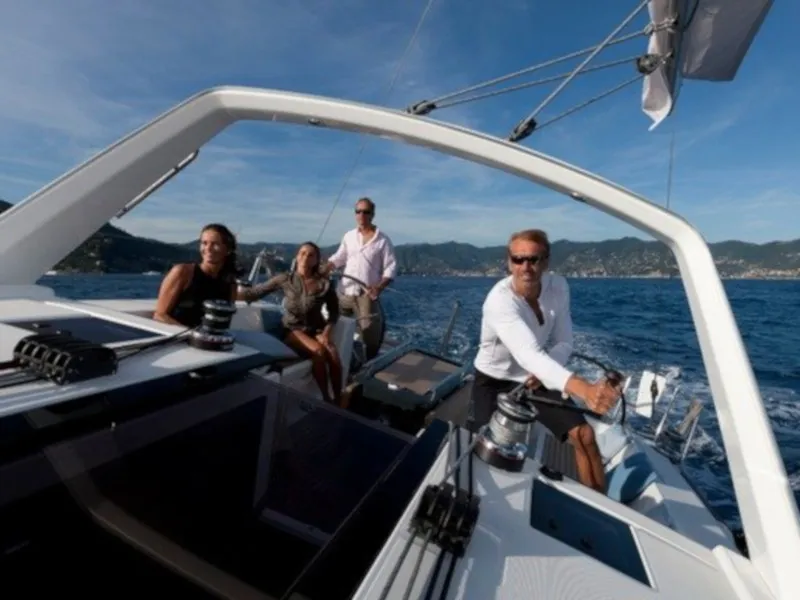 Deck of Allegria, a Beneteau Oceanis 45 sailboat at Municipal Unit of Lefkada, Greece