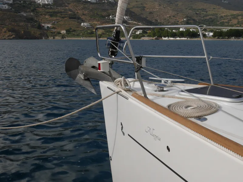 Deck of Allegria, a Beneteau Oceanis 45 sailboat at Municipal Unit of Lefkada, Greece