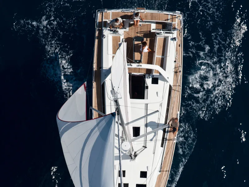 Exterior view of Allegria, a Beneteau Oceanis 45 sailboat at Municipal Unit of Lefkada, Greece