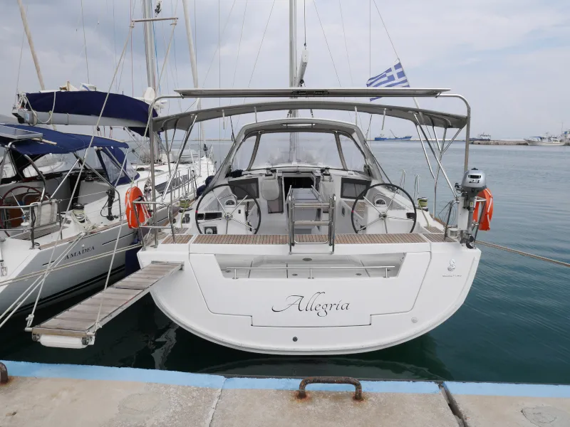 Exterior view of Allegria, a Beneteau Oceanis 45 sailboat at Municipal Unit of Lefkada, Greece