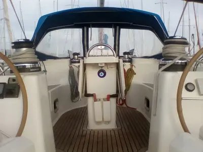 Cockpit of Xenia, a Ocean Star 51.1 sailboat at Athens, Greece