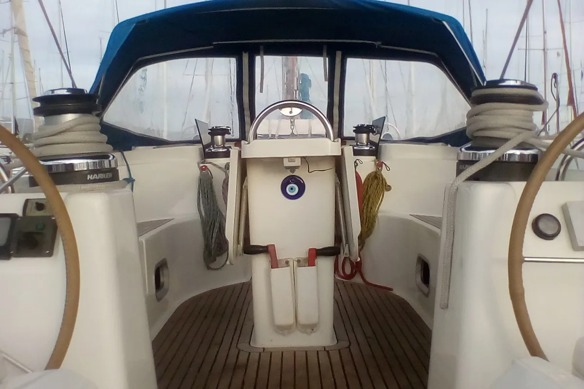 Cockpit of Xenia, a Ocean Star 51.1 sailboat at Athens, Greece