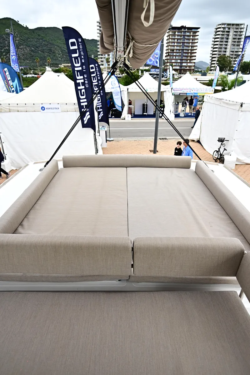 Deck of Arche VI, a Bali 4.6 catamaran at Salerno, Italy