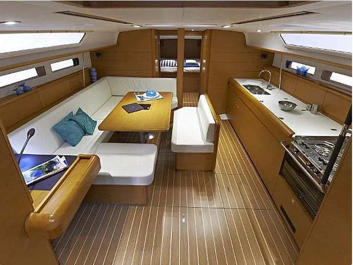 Salon of Joy, a Beneteau Oceanis 48 sailboat at Municipal Unit of Lefkada, Greece