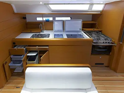 Galley of Joy, a Beneteau Oceanis 48 sailboat at Municipal Unit of Lefkada, Greece