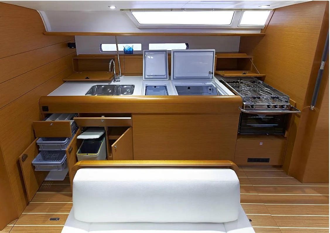 Galley of Joy, a Beneteau Oceanis 48 sailboat at Municipal Unit of Lefkada, Greece