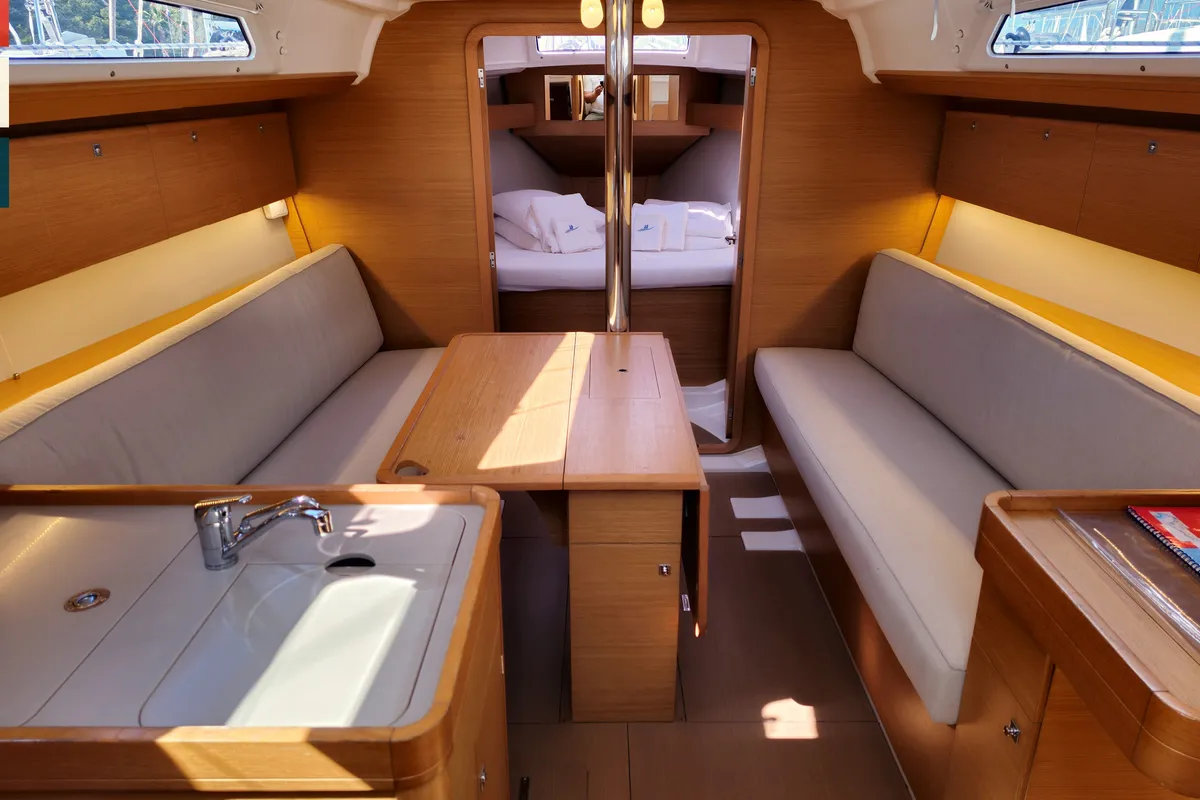 Salon of Layla, a Dufour 360 GL sailboat at Rogoznica, Croatia