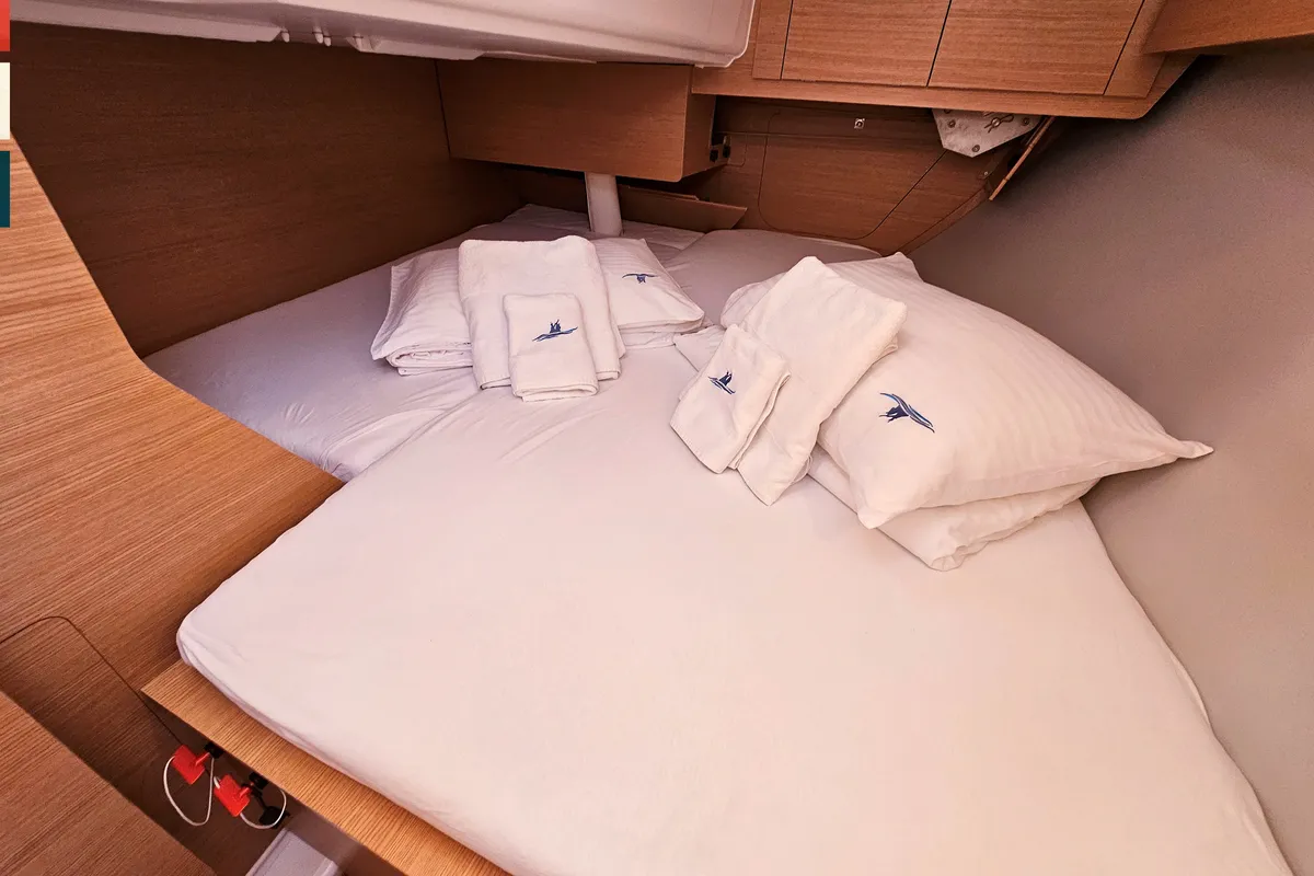 Cabin on Layla, a Dufour 360 GL sailboat at Rogoznica, Croatia