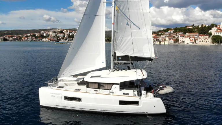 Exterior view of Balance 69, a Lagoon 40 catamaran at Općina Rogoznica, Croatia