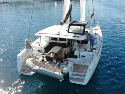 Deck of Balance 69, a Lagoon 40 catamaran at Općina Rogoznica, Croatia