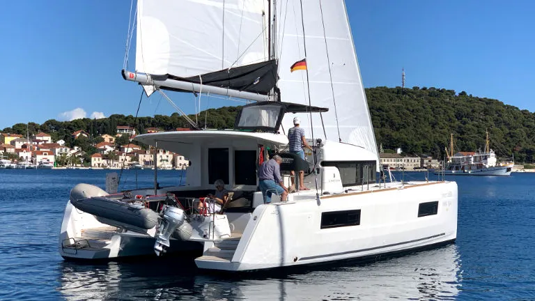 Exterior view of Balance 69, a Lagoon 40 catamaran at Općina Rogoznica, Croatia