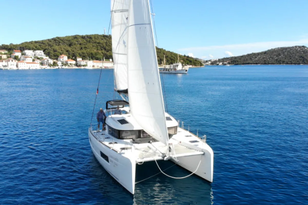 Exterior view of Balance 69, a Lagoon 40 catamaran at Općina Rogoznica, Croatia