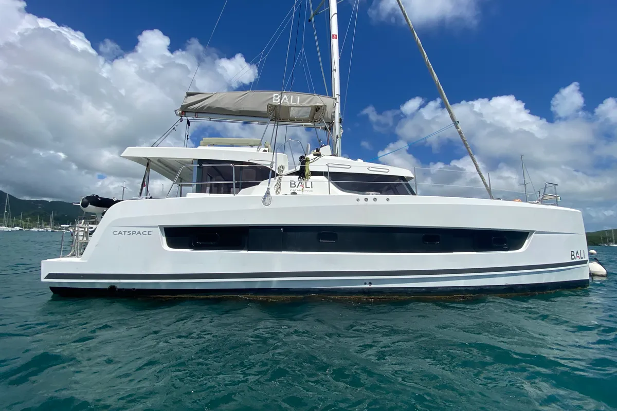 Exterior view of Mosta, a Bali Catspace catamaran at Alameda, United States