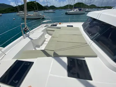 Deck of Mosta, a Bali Catspace catamaran at Alameda, United States