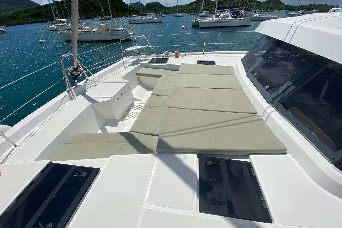 Deck of Mosta, a Bali Catspace catamaran at Alameda, United States
