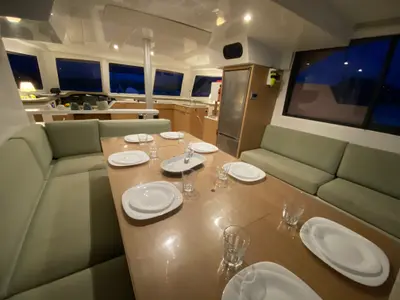 Salon of Mosta, a Bali Catspace catamaran at Alameda, United States