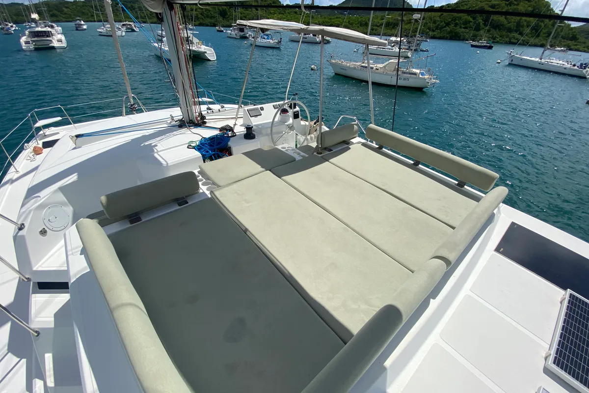 Deck of Mosta, a Bali Catspace catamaran at Alameda, United States