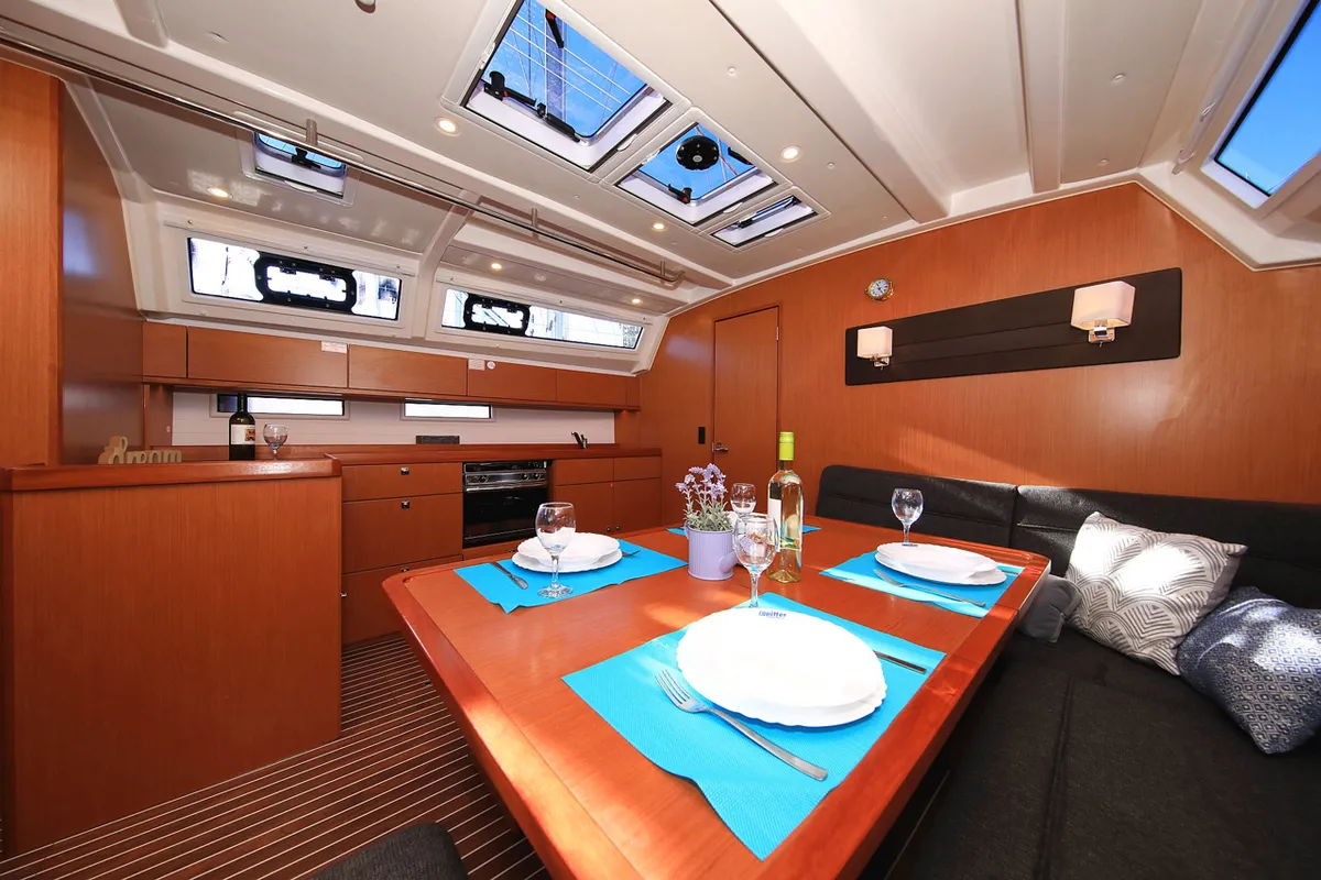 Salon of Kneginja, a Bavaria Cruiser 46 sailboat at Grad Biograd na Moru, Croatia