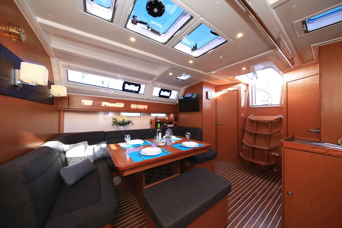 Salon of Kneginja, a Bavaria Cruiser 46 sailboat at Grad Biograd na Moru, Croatia