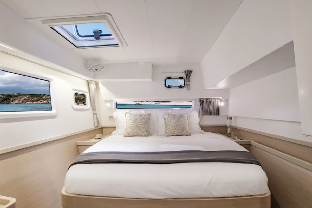 Cabin on Ayza, a Lagoon 42 catamaran at Marmaris, Turkey