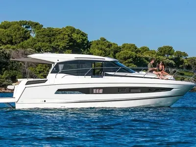 Black Pearl, a Jeanneau NC 37 motorboat at Makarska, Croatia