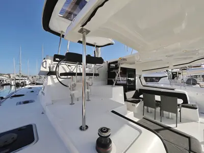 Deck of Sapphire, a Lagoon 42 catamaran at Grad Vodice, Croatia