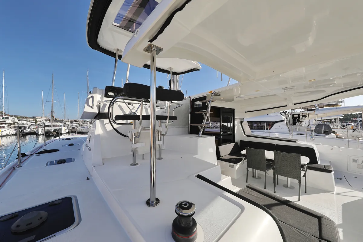 Deck of Sapphire, a Lagoon 42 catamaran at Grad Vodice, Croatia