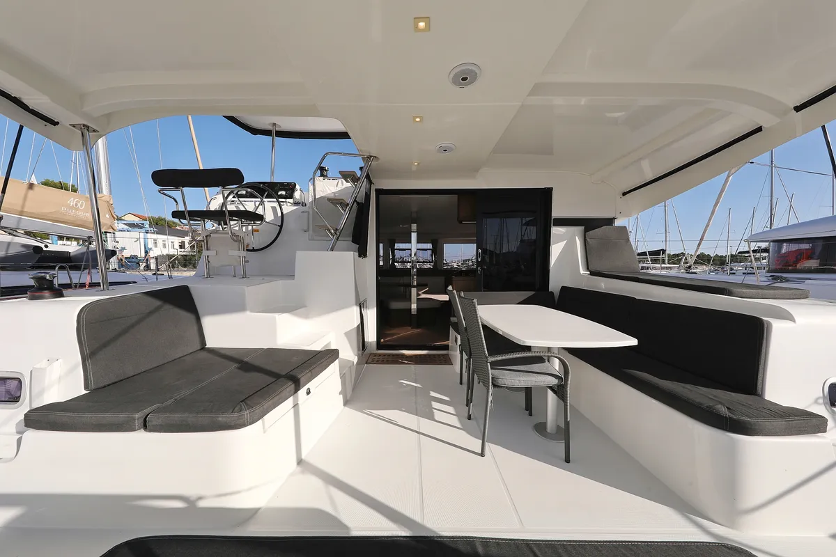 Deck of Sapphire, a Lagoon 42 catamaran at Grad Vodice, Croatia