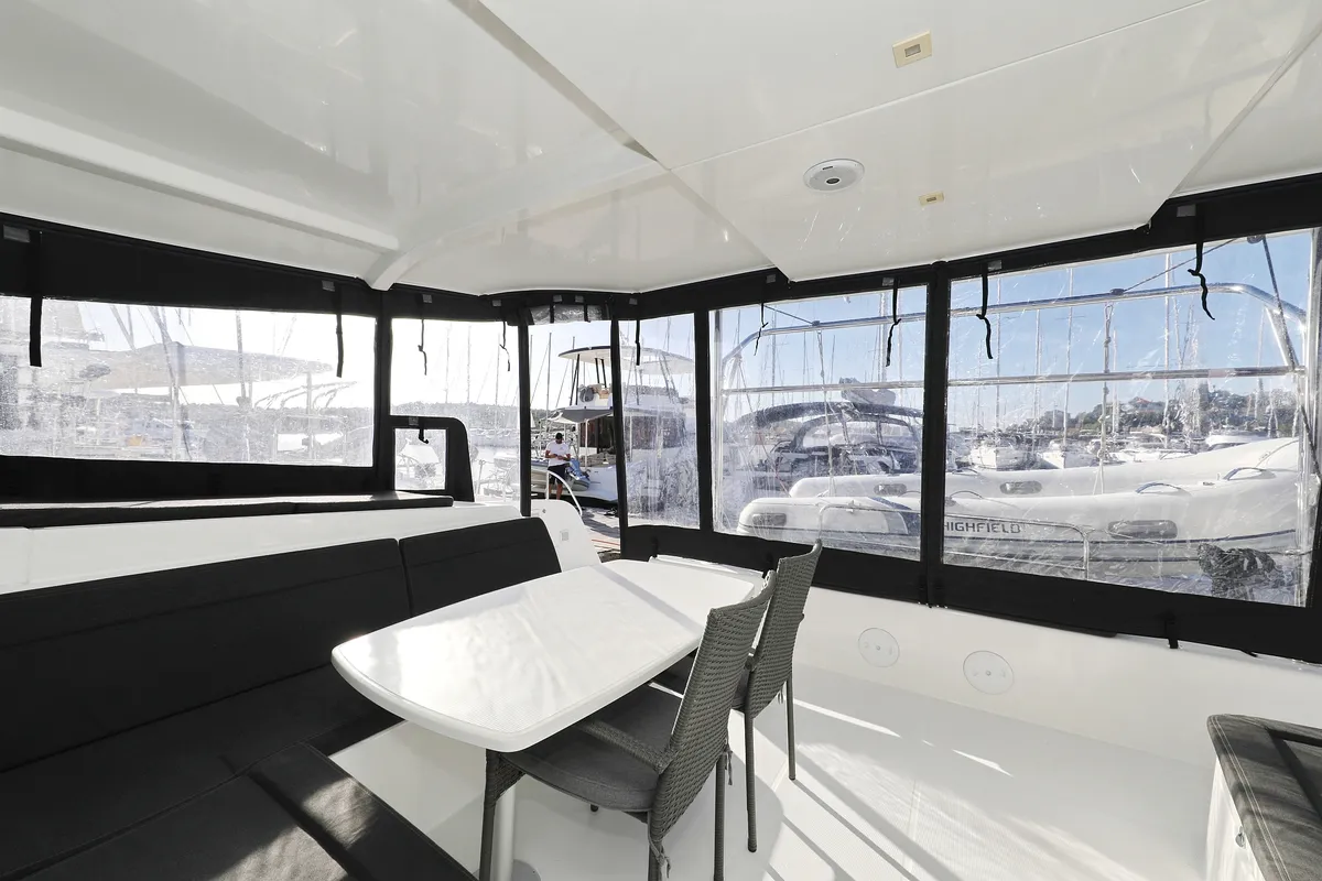 Deck of Sapphire, a Lagoon 42 catamaran at Grad Vodice, Croatia