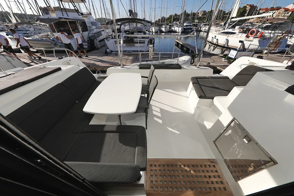 Deck of Sapphire, a Lagoon 42 catamaran at Grad Vodice, Croatia
