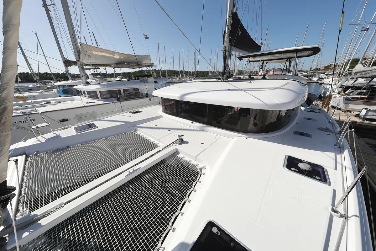 Deck of Sapphire, a Lagoon 42 catamaran at Grad Vodice, Croatia