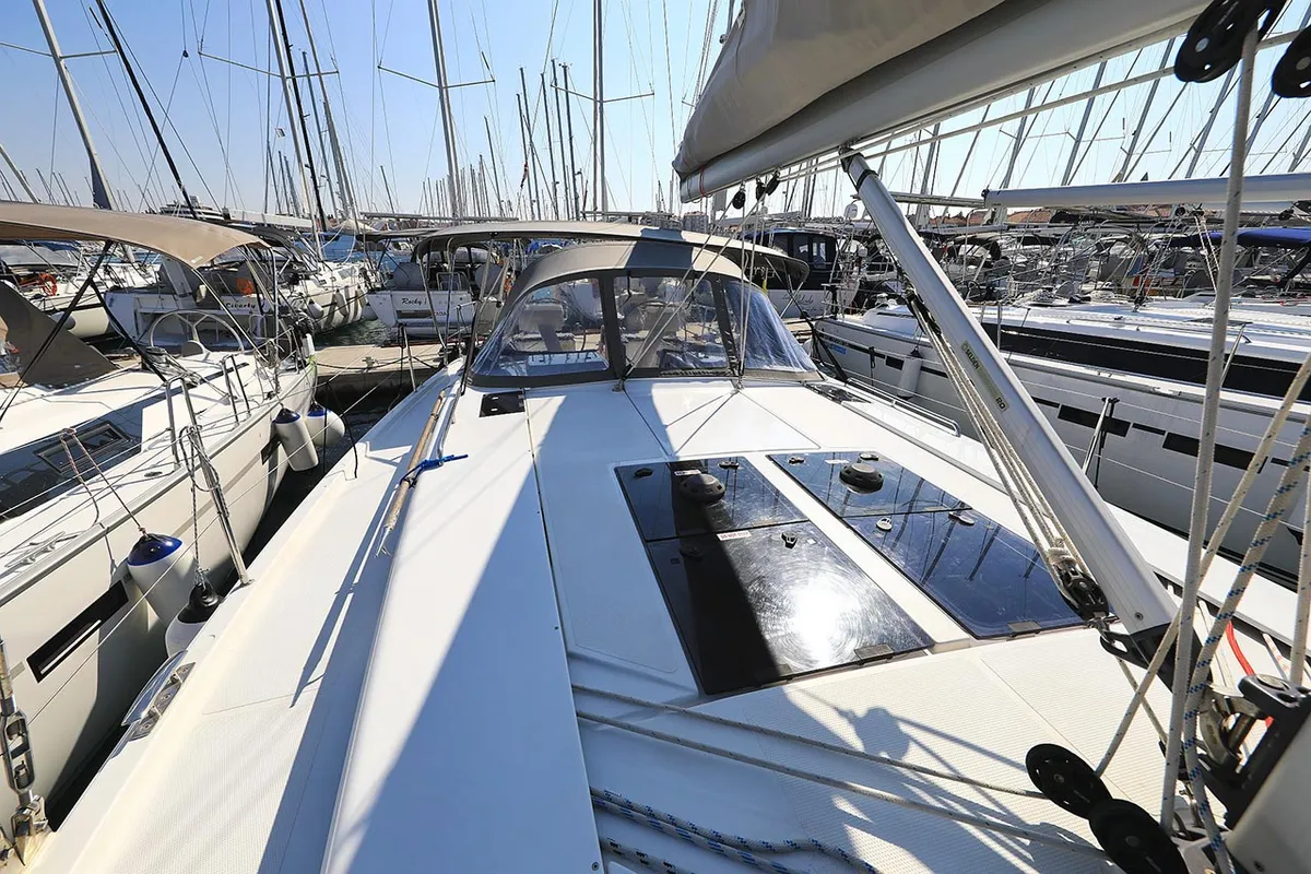 Deck of Alaska, a Hanse 455 sailboat at Murter, Croatia