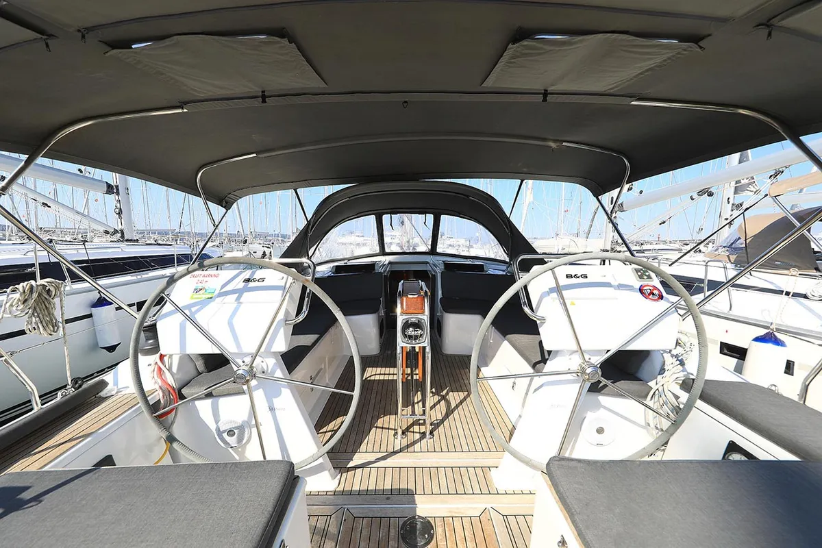 Cockpit of Alaska, a Hanse 455 sailboat at Murter, Croatia
