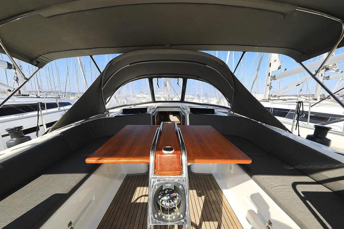 Cockpit of Alaska, a Hanse 455 sailboat at Murter, Croatia