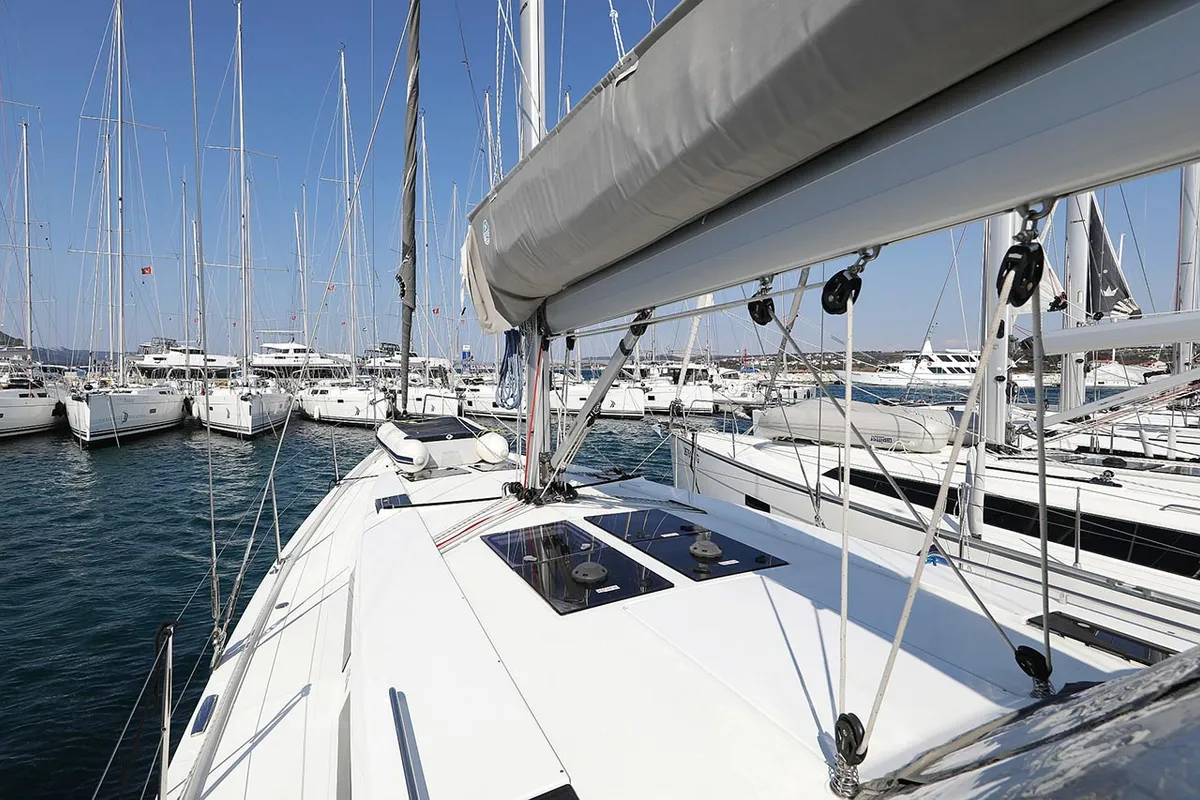 Deck of Alaska, a Hanse 455 sailboat at Murter, Croatia