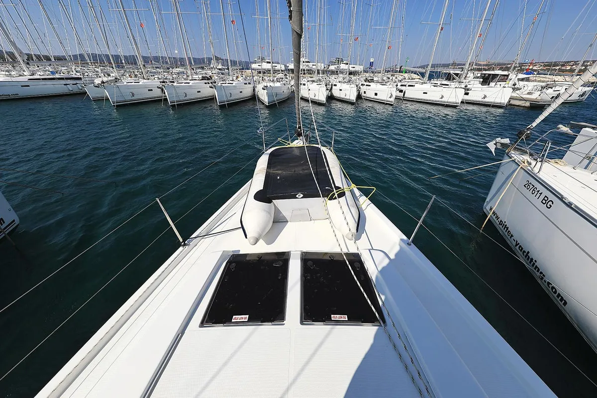 Deck of Alaska, a Hanse 455 sailboat at Murter, Croatia