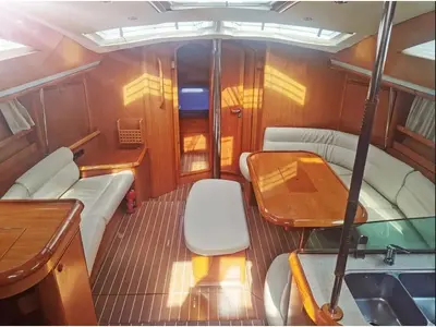 Salon of Sunset, a Jeanneau Sun Odyssey 49DS sailboat at San Vincenzo, Italy