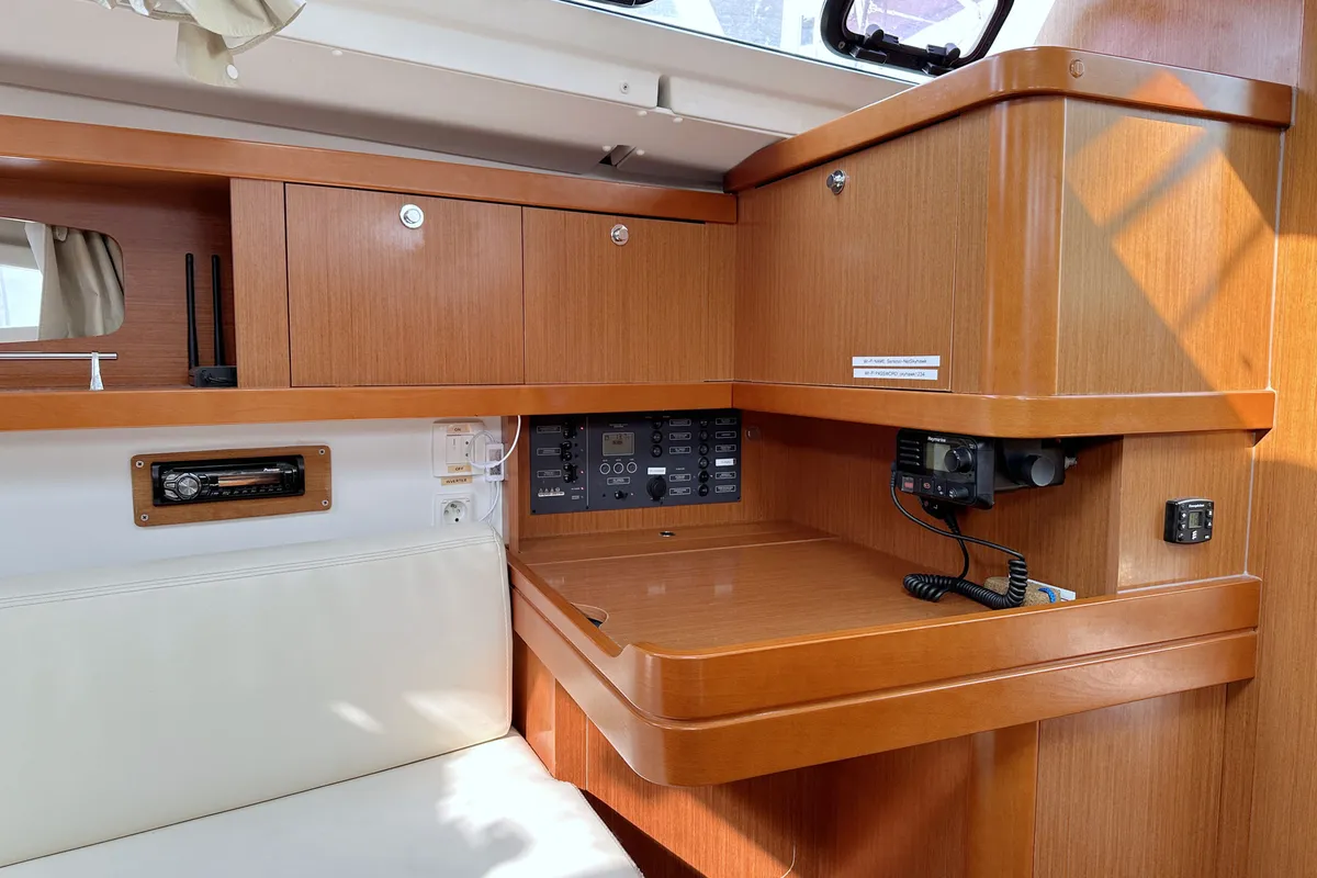 Salon of LL Skyhawk, a Beneteau Oceanis 34.2 sailboat at Grad Pula, Croatia
