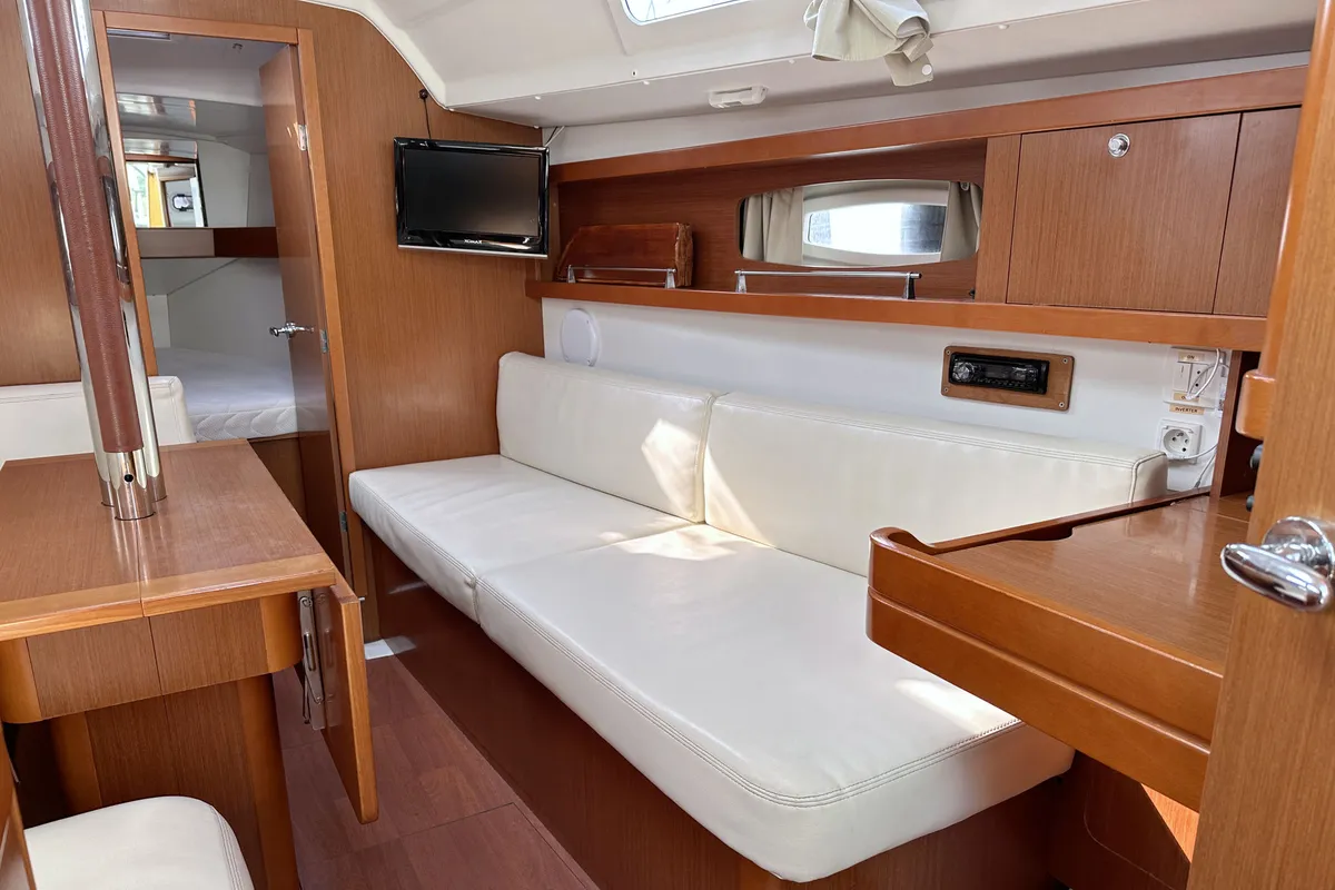 Salon of LL Skyhawk, a Beneteau Oceanis 34.2 sailboat at Grad Pula, Croatia