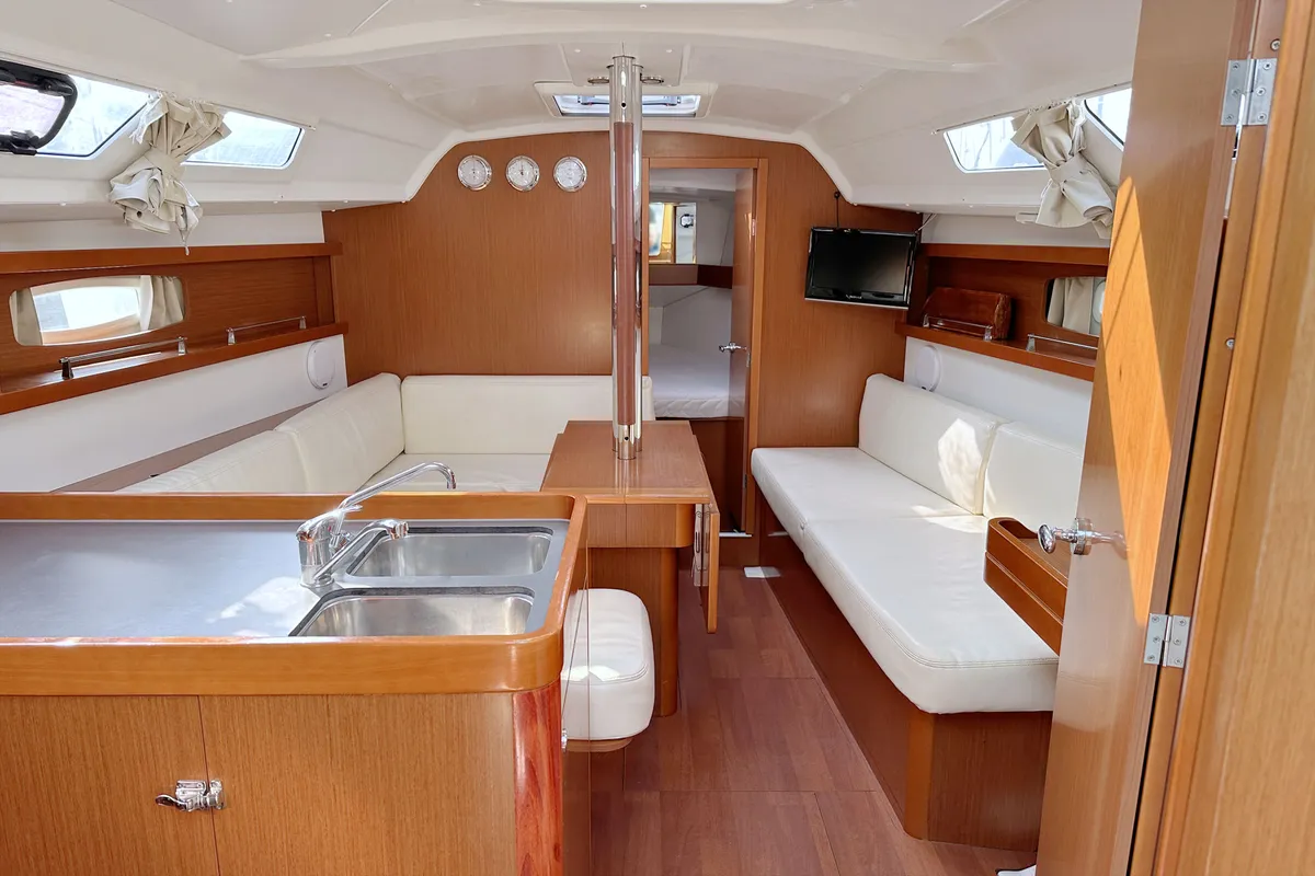 Salon of LL Skyhawk, a Beneteau Oceanis 34.2 sailboat at Grad Pula, Croatia